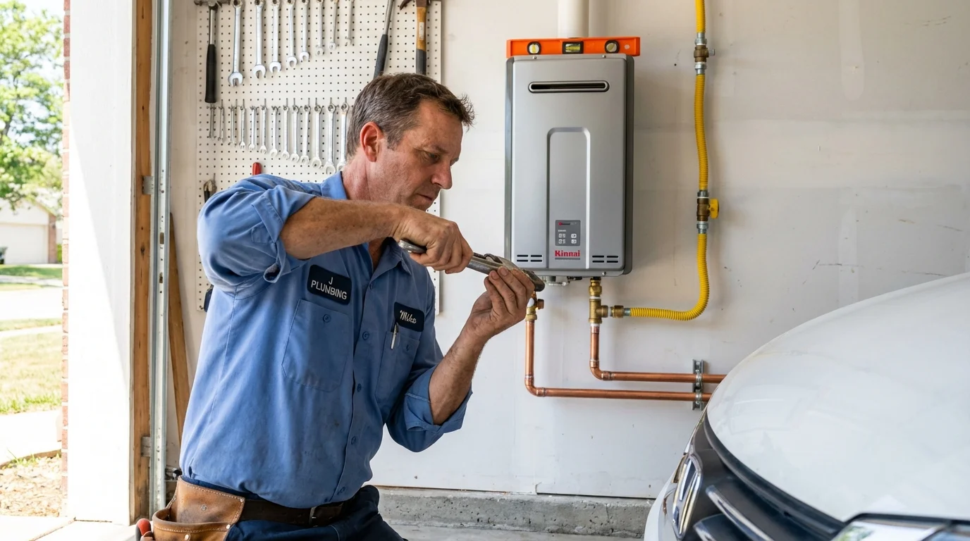 Tankless water heater installation by a Johns Plumbing LLC plumber in Arthur